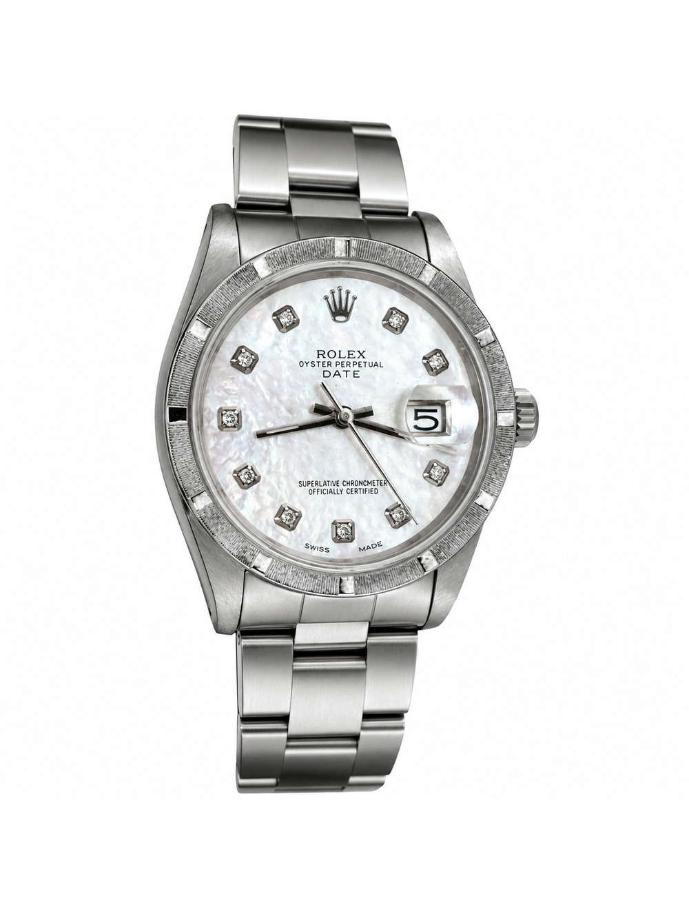 Rolex Oyster Perpetual Date 34mm – Mother of Pearl Diamond Dial With Box